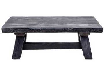 A simple black wooden table with a minimalist design, suitable for various uses.