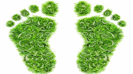 Unique green footprints imprinted on a clean white background for a striking visual contrast