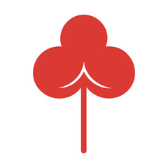 Minimalist red club symbol with white accent on transparent background