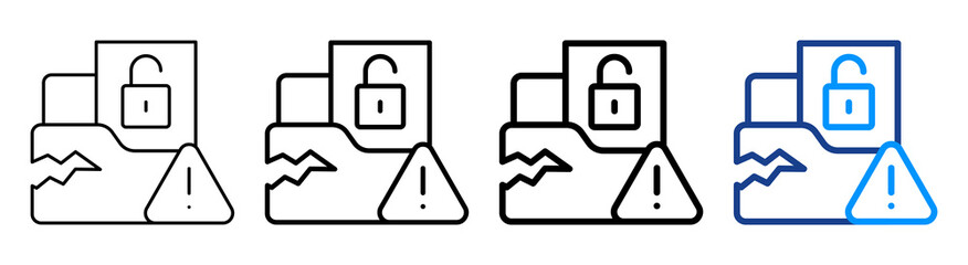 Data Leak Icon Different Style Outline Collection Set