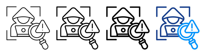 Hacker Detection Icon Different Style Outline Collection Set