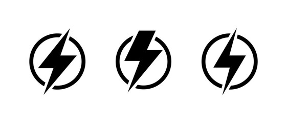 Energy power icon with lightning bolt. Speed, boost, and electricity symbol
