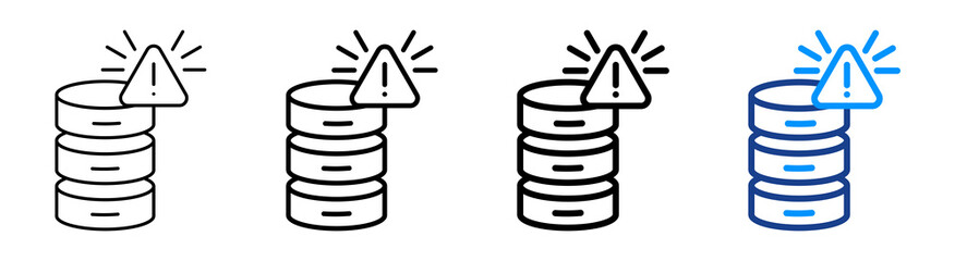Database Warning Icon Different Style Outline Collection Set