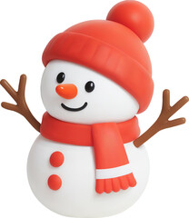 3d Vector Christmas snowman, Merry Christmas and Happy New Year concept.