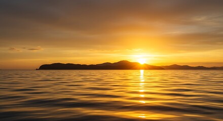 Fototapeta premium Golden sunset over island