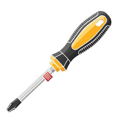 Naklejka premium Yellow and Black Cartoon Screwdriver With Red Detail Keywords: screwdriver, cartoon, tool isolated on a transparent background