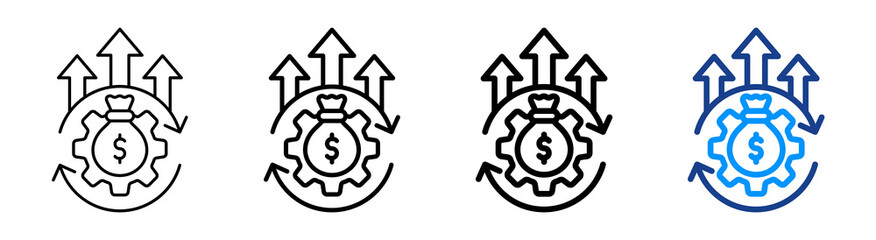 Budget Efficiency Icon Different Style Outline Collection Set
