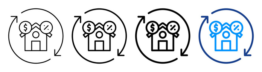Refinance Icon Different Style Outline Collection Set