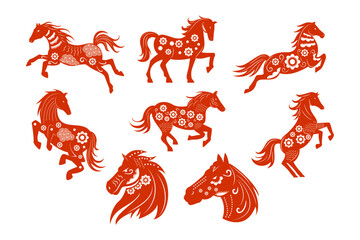 Chinese Zodiac Year of Horse Vector Illustration