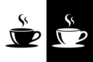 Hot Tea and Coffee Cup Icon Vector. Beverage Silhouette Illustration