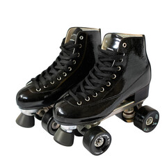 Black roller skates isolated on transparent background