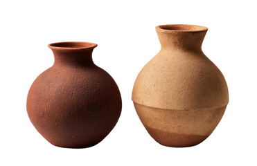 Two terracotta pottery jars, one dark, one light, side-by-side