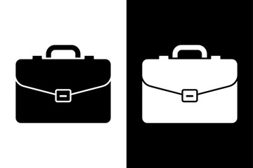 Minimalist Briefcase Silhouette Icon. Black and White Business Bag Vector Illustration