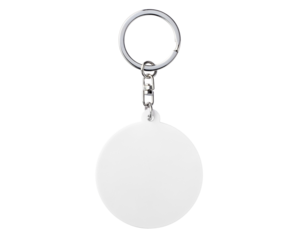 アクリル製の丸いプレートの付いたキーホルダー