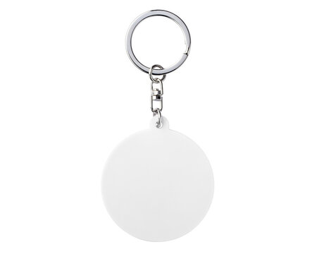 アクリル製の丸いプレートの付いたキーホルダー