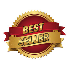 Retro 'Best Seller' Red and Gold Ribbon Seal