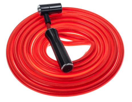 Red Jump Rope with Black Handles Isolated on Transparent Background PNG