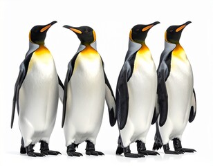 Fototapeta premium group of emperor penguins on white background