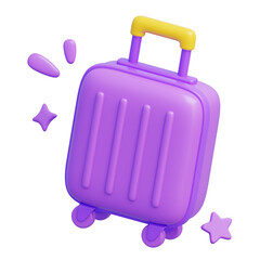 Purple suitcase with a yellow handle