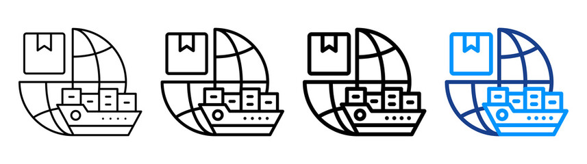 Global Logistics Icon Different Style Outline Collection Set