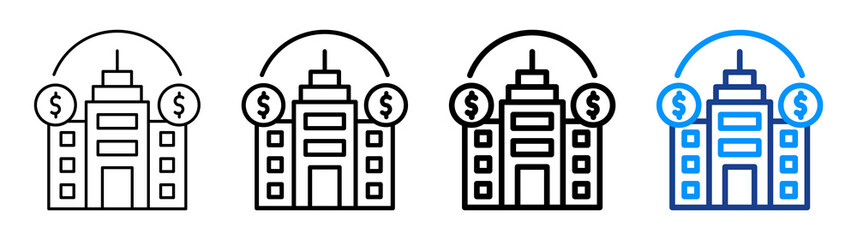 Trade Center Icon Different Style Outline Collection Set