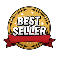 Pop Art 'Best Seller' Label with Red Ribbon