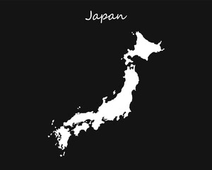White Map of Japan on Black