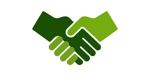 Green handshake icon symbolizing partnership and collaboration  