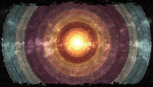 Cosmic concentric circles, textured - Powered by Adobe