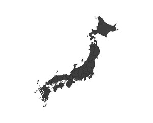 Japan Map Simple Grey Silhouette