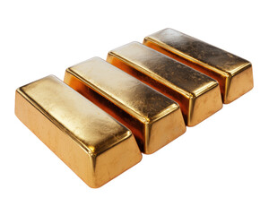 Four gold bars arranged in a staggered stack