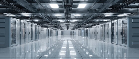 Professional Modern Data Center Server Room with Secure Infrastructure Premium Tech Content for Corporate Marketing and Digital Innovation Campaigns