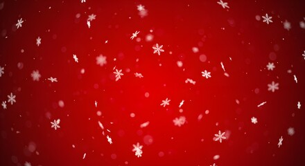 Falling snowflakes on red background