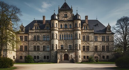 Fototapeta premium Grand stone castle exterior