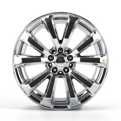 A shiny, multi-spoke alloy wheel designed for vehicles, showcasing modern automotive aesthetics.