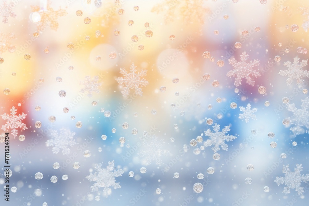 Wall mural snow flake window pattern bokeh effect background backgrounds snowflake abstract.
