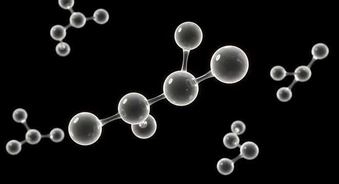 Molecular Structure Render: Scientific Visualization on Black - Powered by Adobe