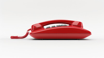 A red vintage telephone with a coiled cord, symbolizing communication and nostalgia.