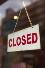 Professional Authentic Business Closed Sign on Glass Door Modern Economic Downturn Concept for Corporate Marketing and Editorial Use
