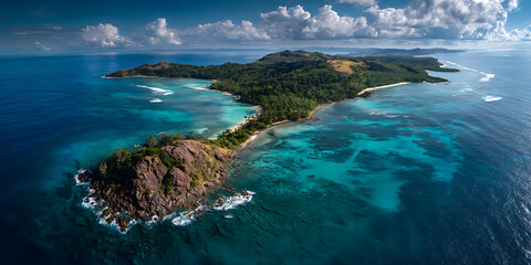 Stunning Paradise Island Surrounded by Vibrant Ocean