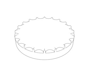 Wireframe Fuel Tank Cap: Technical Line Art Blueprint for Automotive Engineering and Industrial Design. Monochrome Outline Illustration of a Vehicle Component with Clean Lines and Precise Detail.