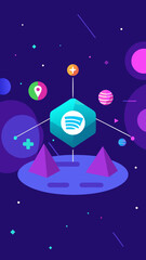 Naklejka premium Flat Design Futuristic Hologram Social Media Background