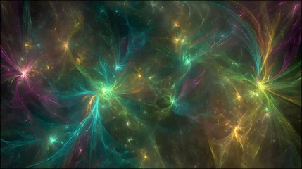 Papier peint photo Vagues fractales energy cloud with fractal waves and multicolored electric sparks in motion  © Marut