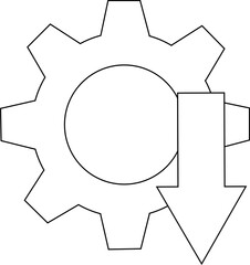 gear icon and down arrow icon with white background