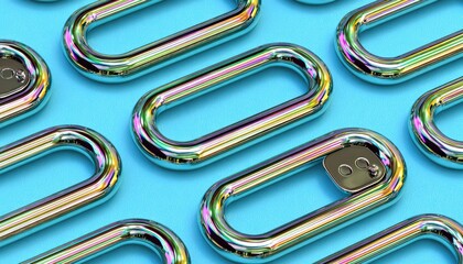 Abstract graphic of iridescent oval links