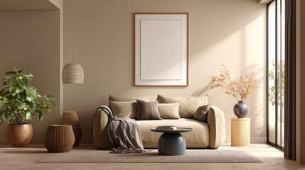 Modern Minimalist Living Room with Neutral Colors and Natural Light