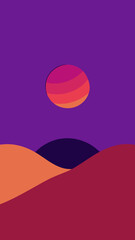 Minimalist Desert Horizon With Violet Eclipse Sun