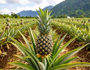 Obraz premium Pineapple plant in a field