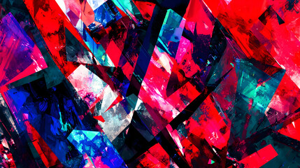 scene of overlapping shapes, colors, and sparkles forming an abstract digital tapestry