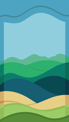 Obraz premium paper cut meadow horizon framed wave layers